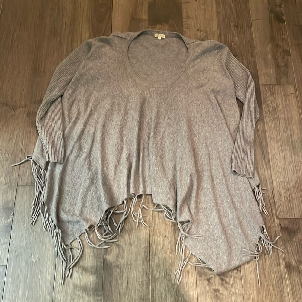 Fringe love- tan sweater M/L
